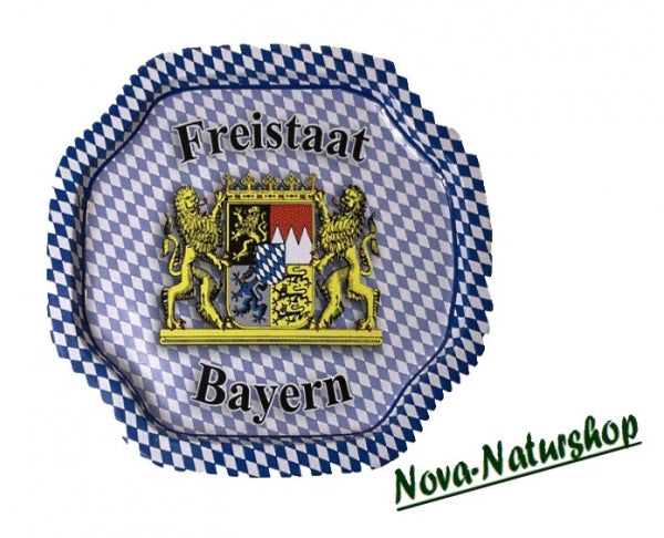 Metall-Tablett „Freistaat Bayern“ mit 4 Keramik-Flambierpfännchen