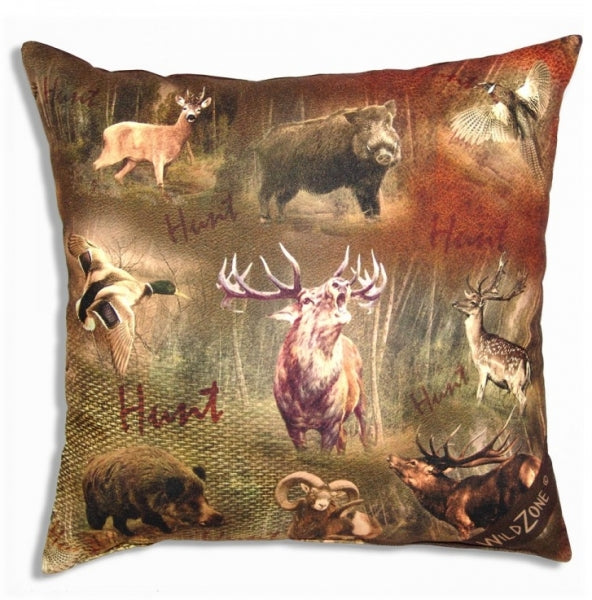 Deko-Kissen „Hirsch“ 40×40 cm – Wildkissen mit Jagdmotiven & Fleece-Rückseite