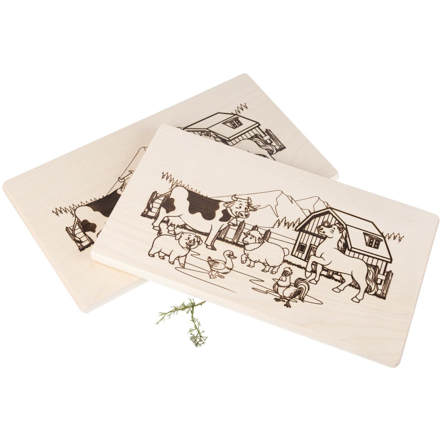 Frühstücksbrett Holz für Kinder | Bauernhof-Motiv | Ahornholz | Geschenk für Tierfreunde