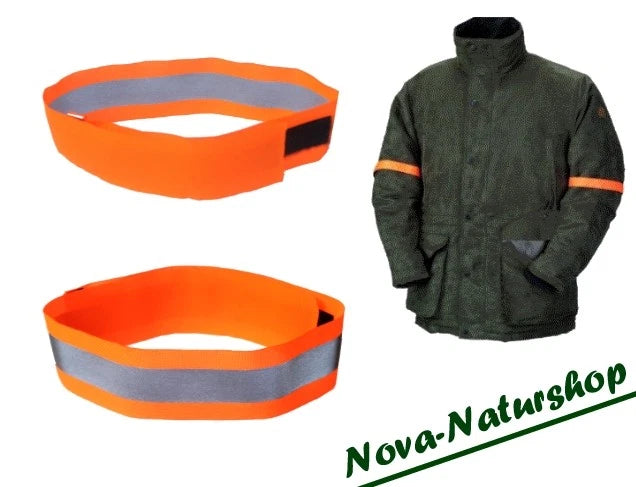 Jägers Signalband Oberarm 2er-Set – Signalorange & Reflektierend, Verstellbar 32–42 cm