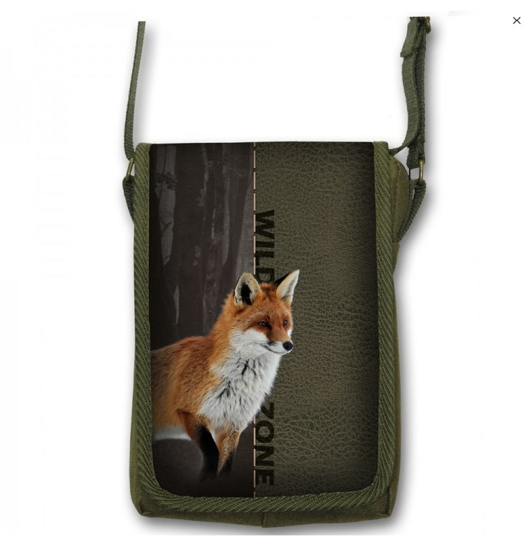 Jagdtasche für Fernglas – Grün mit Wildmotiv & Umhängegurt