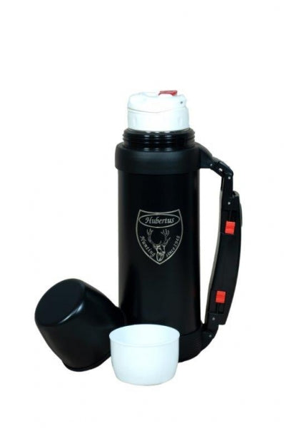 Jagd Thermokanne Hubertus – 1L Isolierkanne mit 2 Bechern, Klappgriff & Tragegurt