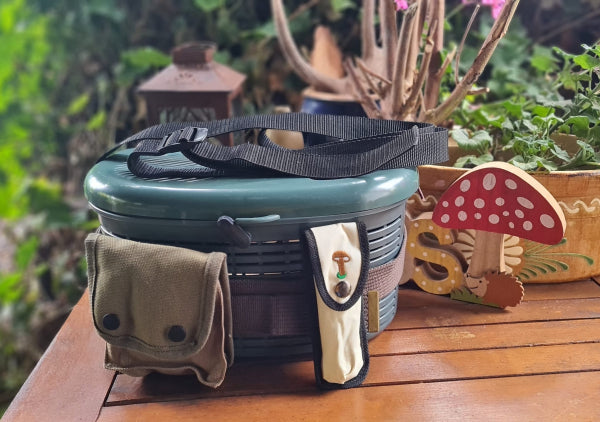 Pilz Set „Waldfrucht“ 6-teilig – Pilzkorb mit Netzbeutel, Pilzmesser & Pilzbürste