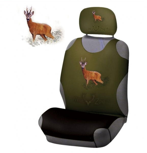 Autositz Schonbezug 2er Set mit Wildmotiv – für Vordersitze (Hirsch, Keiler & weitere Designs)