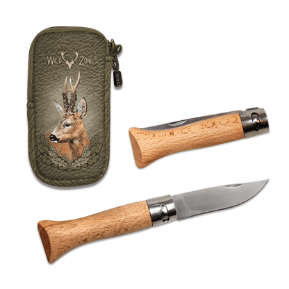Bayerisches Taschenmesser mit Gürteltasche – Buchenholz, Outdoor & Jagd