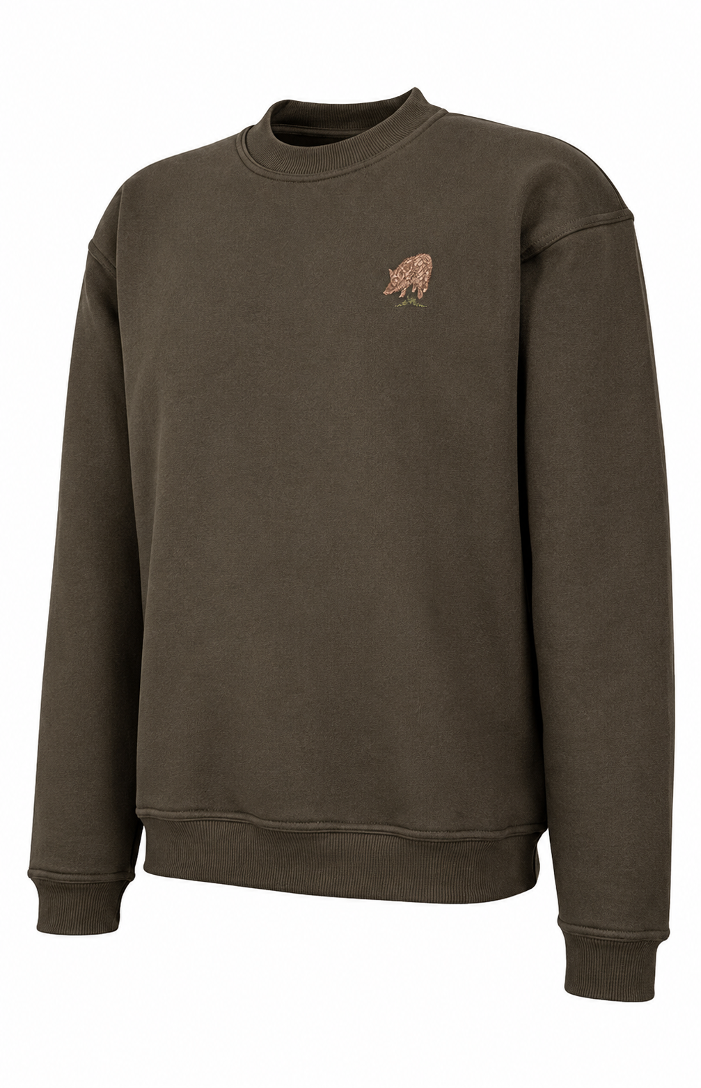 Jagdliches Herren Jagd Sweatshirt – Wildschwein-Stickerei in Oliv