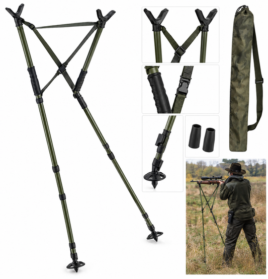 Alu-Zielstock Zweibein – höhenverstellbarer Schießstock 85–185 cm mit 2-Punkt-Gewehrauflage