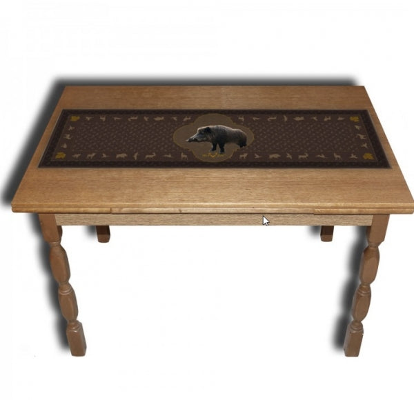 Tischläufer mit Keiler-Motiv 110×30 cm – rustikale Jagd Tischdeko