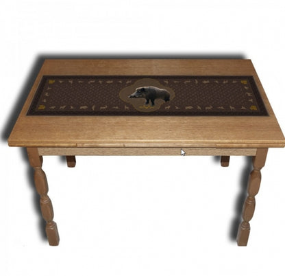 Tischläufer mit Keiler-Motiv 110×30 cm – rustikale Jagd Tischdeko