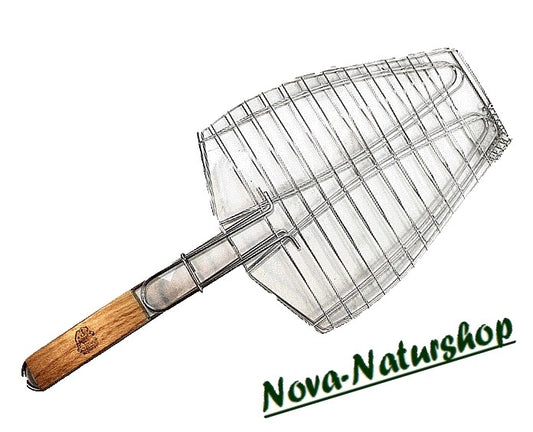 2-fach Grillzange mit Holzgriff – Edelstahl Grillzange für Fisch, Fleisch & Gemüse
