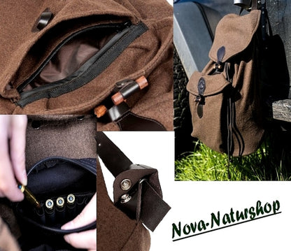 Hochwertiger Jagdrucksack aus Loden & Leder – geräuschlos, robust & funktional mit Patronenhalter
