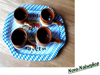 Metall-Tablett „Freistaat Bayern“ mit 4 Keramik-Flambierpfännchen