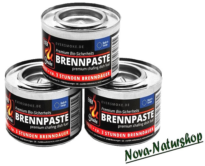 3x Brennpaste für NOVA Alu-Ofen – Bio-Alkohol, geruchsneutral & rußfrei (600 g)