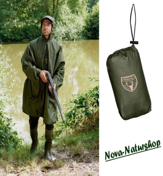 Jagd- & Outdoor-Poncho „Oliv“ – wasserdichter Regenponcho mit Packsack