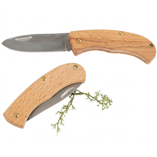 Kinder Schnitzmesser mit Gürteltasche – sicheres Buchenholz Klappmesser mit Tiermotiven