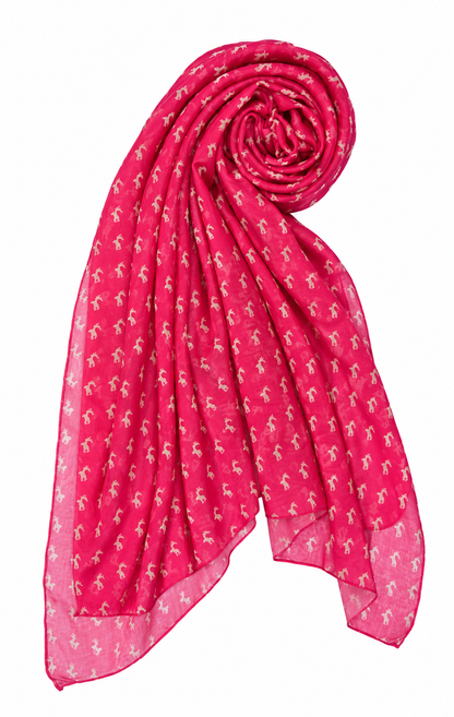 Damen Halstuch mit Hirschmotiv – Jagdlook – Orange, Grün oder Pink – 175 x 100 cm