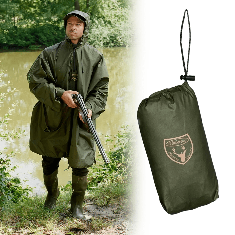Jagd- & Outdoor-Poncho „Oliv“ – wasserdichter Regenponcho mit Packsack