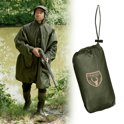 Jagd- & Outdoor-Poncho „Oliv“ – wasserdichter Regenponcho mit Packsack