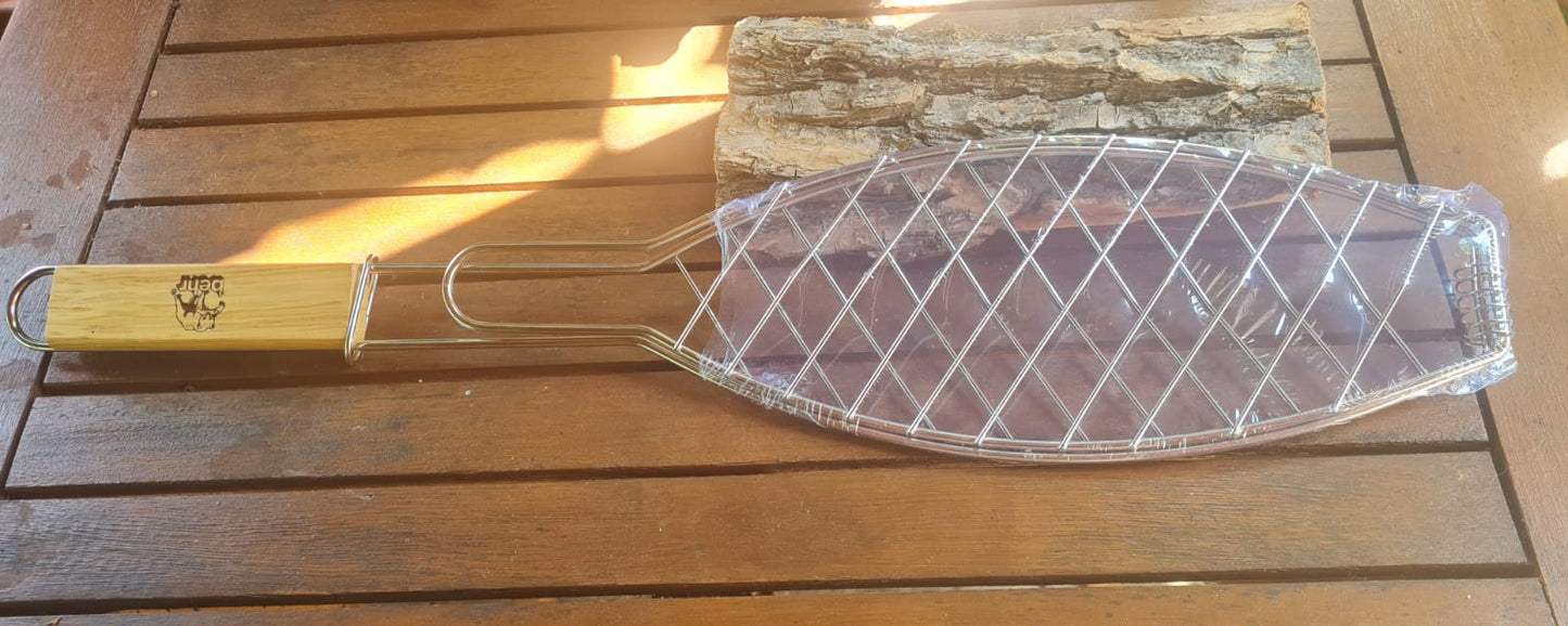 Grillzange & Fischgriller 55 cm – Edelstahl BBQ Grillzange für Fisch und Grillgut