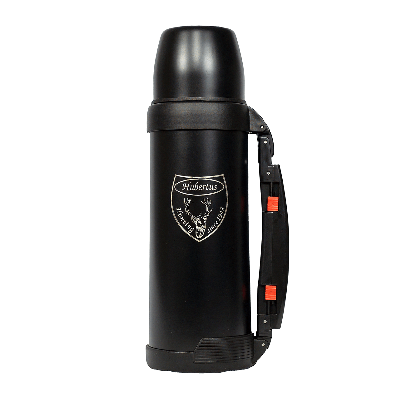 Jagd Thermokanne Hubertus – 1L Isolierkanne mit 2 Bechern, Klappgriff & Tragegurt