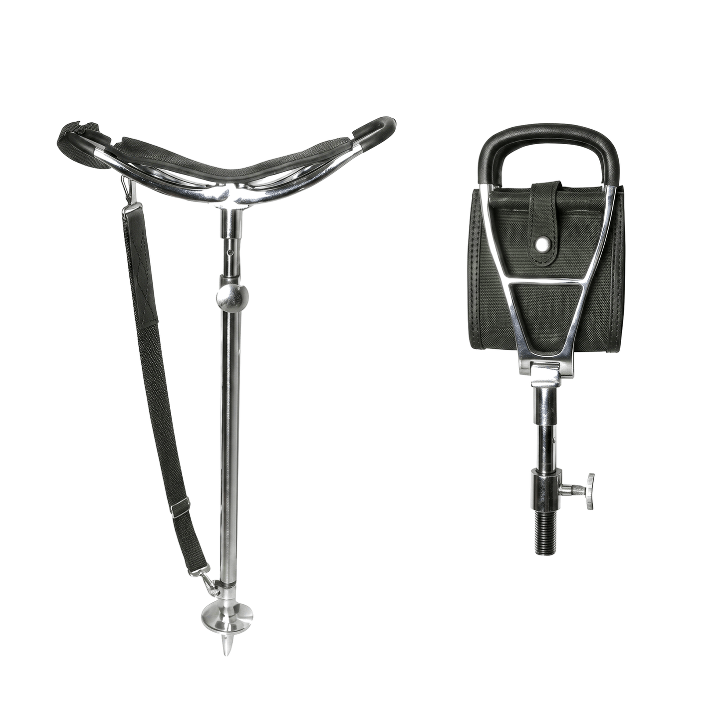 Jagd- & Wander Sitzstock mit Ledersitz – höhenverstellbar, klappbar, 120 kg belastbar
