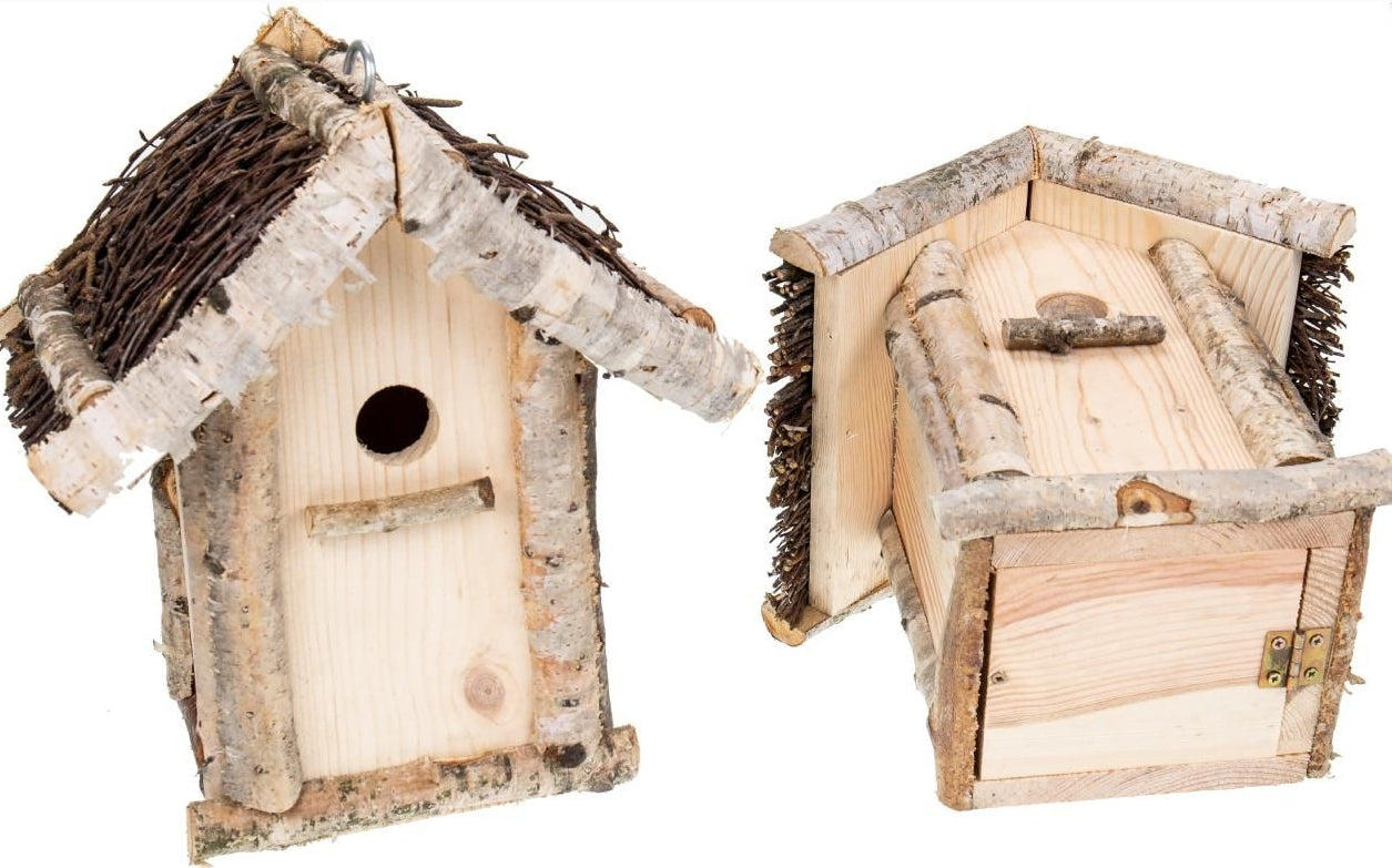 Nistkasten „Reisig“ aus Massivholz – Handgefertigtes Vogelhaus mit Reisigdach
