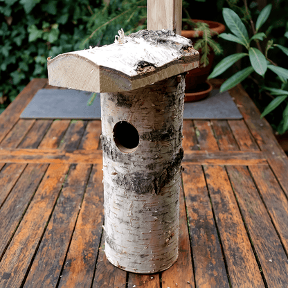 Nistkasten " Birke "Vogelhaus  mit Naturrinde – Nisthilfe für heimische Wildvögel