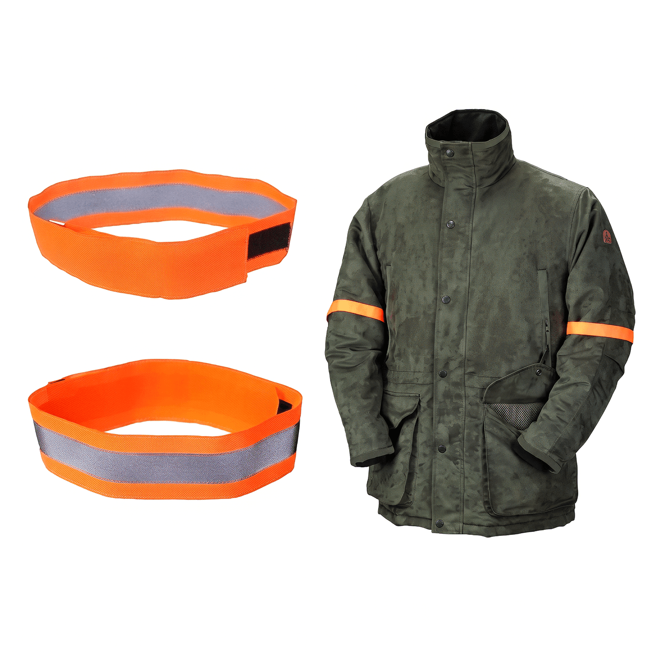 Jägers Signalband Oberarm 2er-Set – Signalorange & Reflektierend, Verstellbar 32–42 cm