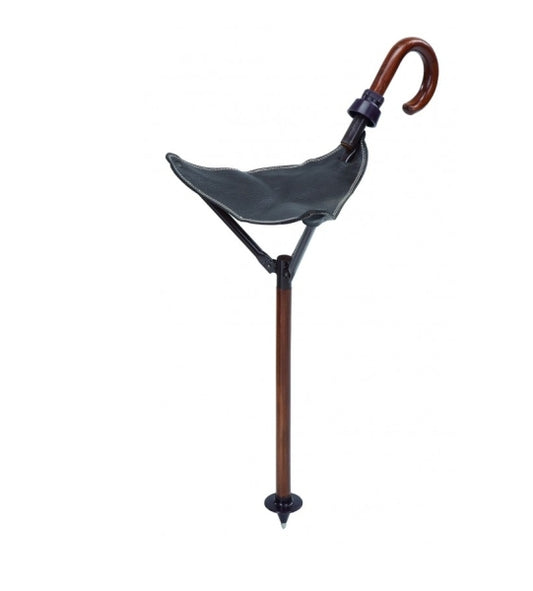 Sitzstock aus Kastanienholz mit Rindsleder – Gehstock & Sitz in einem, 50 cm Höhe