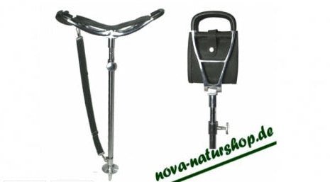Jagd- & Wander Sitzstock mit Ledersitz – höhenverstellbar, klappbar, 120 kg belastbar