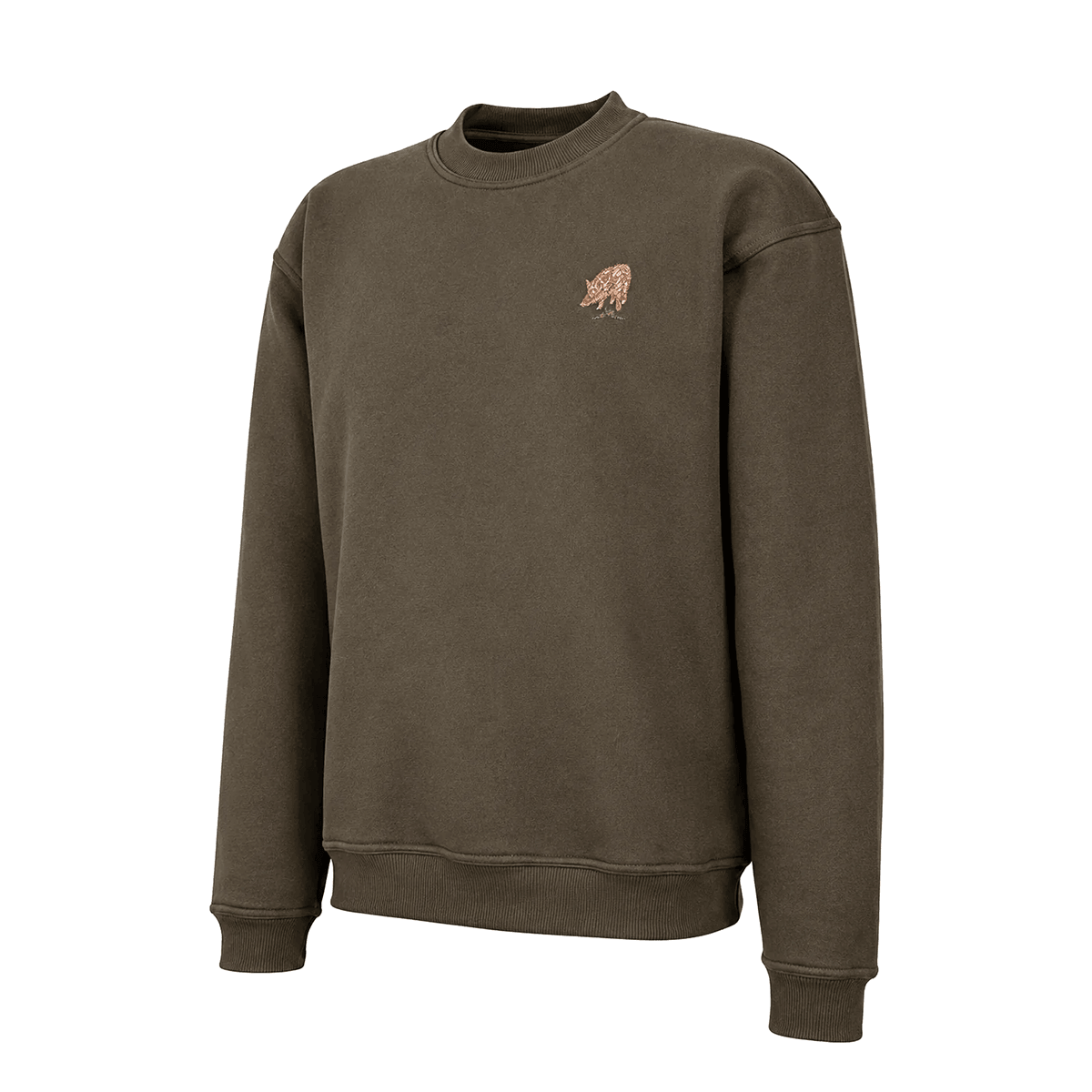 Jagdliches Herren Jagd Sweatshirt – Wildschwein-Stickerei in Oliv