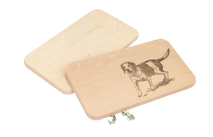 Kinder-Schneidebrett „Hund“ aus Erlenholz mit Branddruck – 22,5 × 12,5 cm , 2 Stück