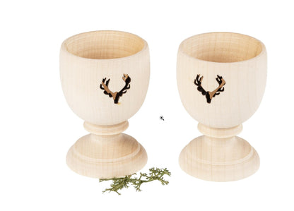 Holz Eierbecher , Eierbecher mit Hirschgeweih