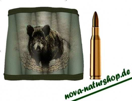 Patronentasche für 7 Büchsenpatronen – mit Wildmotiven Hirsch, Rehbock & Keiler