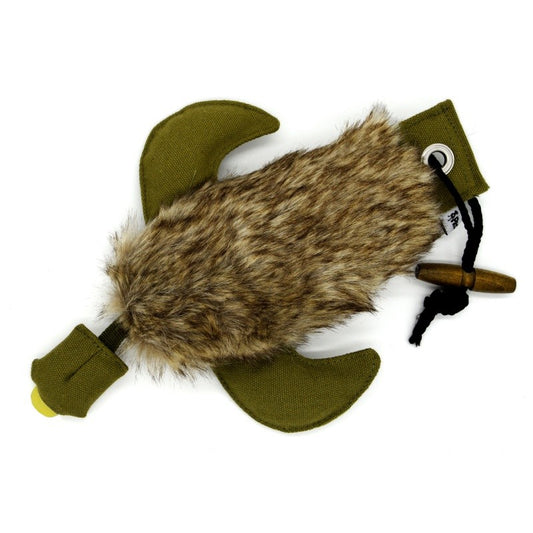 Dummy Ente mit Fell – Schwimmfähiger Apportierdummy für Hunde, 31 cm, 300 g