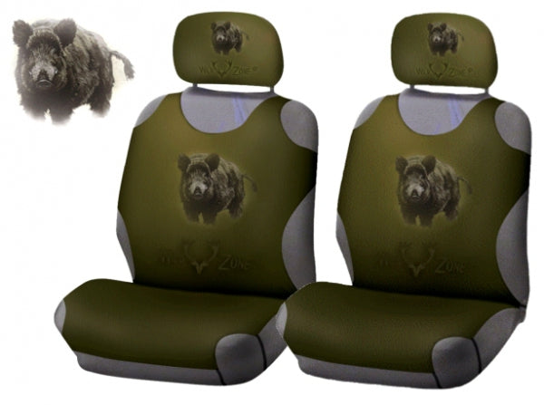 Autositz Schonbezug 2er Set mit Wildmotiv – für Vordersitze (Hirsch, Keiler & weitere Designs)