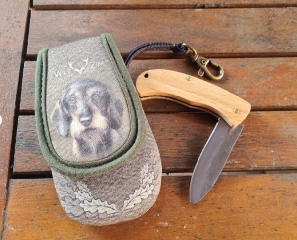 Kinder Schnitzmesser mit Gürteltasche – sicheres Buchenholz Klappmesser mit Tiermotiven