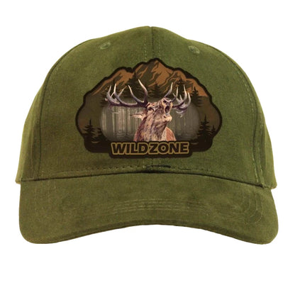 Outdoor Jagdkappe Hirsch – Grün mit braunem Hirsch Motiv