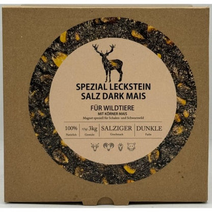 Wild Spezial Leckstein Salz Dark Mais 3 kg – Lock- und Ergänzungsfuttermittel für Schalenwild