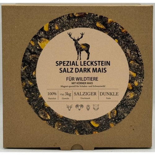 Wild Spezial Leckstein Salz Dark Mais 3 kg – Lock- und Ergänzungsfuttermittel für Schalenwild